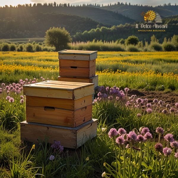 Alveari tra i fiori di cipolla, fonte del Miele di Cipolla