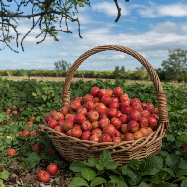 Cesta di azzeruole appena raccolte.