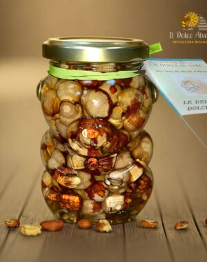 Il Dolce Alveare -Delizia di Frutta Secca: Miele con Nocciole - vasetto a forma di orso